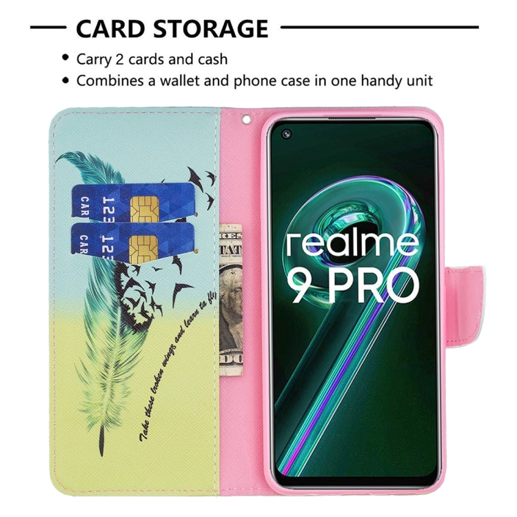 For OPPO Realme 9 Pro Colored Drawing Pattern Horizontal Flip Leather Case with Holder & Card Slots & Wallet