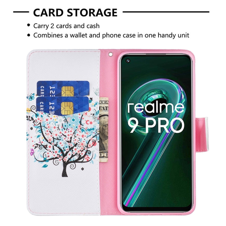 For OPPO Realme 9 Pro Colored Drawing Pattern Horizontal Flip Leather Case with Holder & Card Slots & Wallet