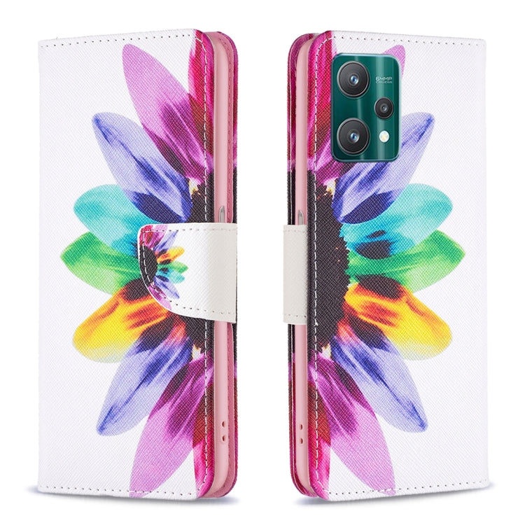 For OPPO Realme 9 Pro Colored Drawing Pattern Horizontal Flip Leather Case with Holder & Card Slots & Wallet