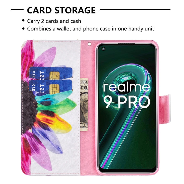 For OPPO Realme 9 Pro Colored Drawing Pattern Horizontal Flip Leather Case with Holder & Card Slots & Wallet