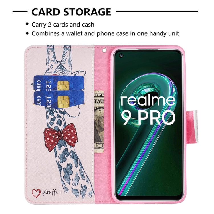 For OPPO Realme 9 Pro Colored Drawing Pattern Horizontal Flip Leather Case with Holder & Card Slots & Wallet