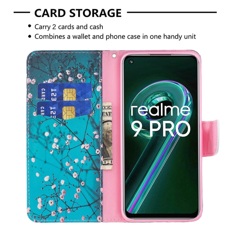 For OPPO Realme 9 Pro Colored Drawing Pattern Horizontal Flip Leather Case with Holder & Card Slots & Wallet