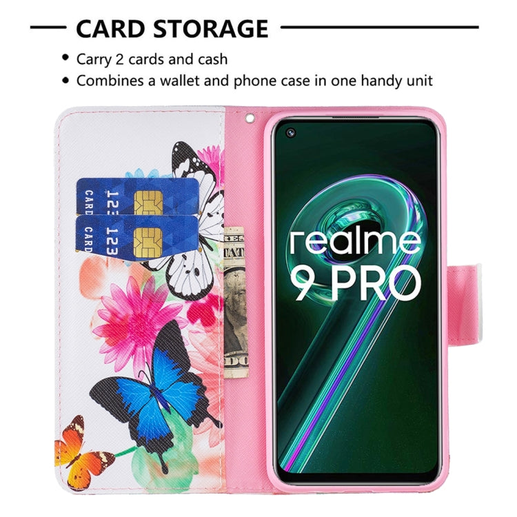 For OPPO Realme 9 Pro Colored Drawing Pattern Horizontal Flip Leather Case with Holder & Card Slots & Wallet