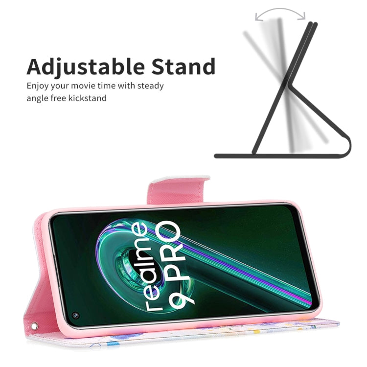 For OPPO Realme 9 Pro Colored Drawing Pattern Horizontal Flip Leather Case with Holder & Card Slots & Wallet