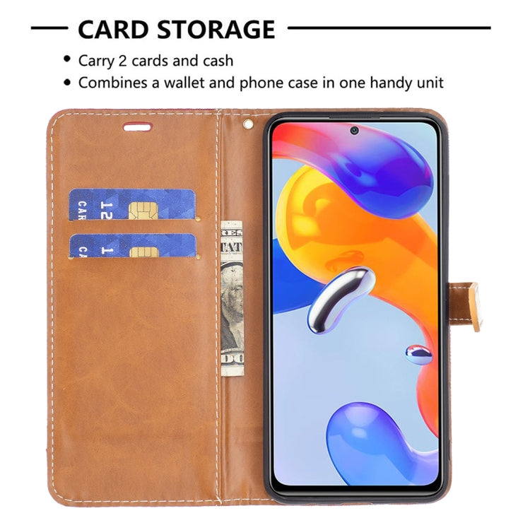 For Xiaomi Redmi Note 11 Pro International Version Color Matching Denim Texture Leather Phone Case