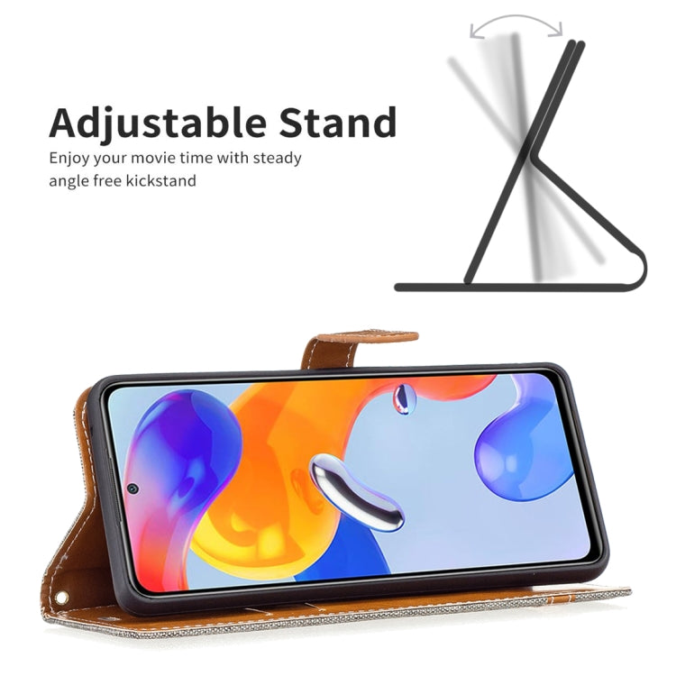 For Xiaomi Redmi Note 11 Pro International Version Color Matching Denim Texture Leather Phone Case