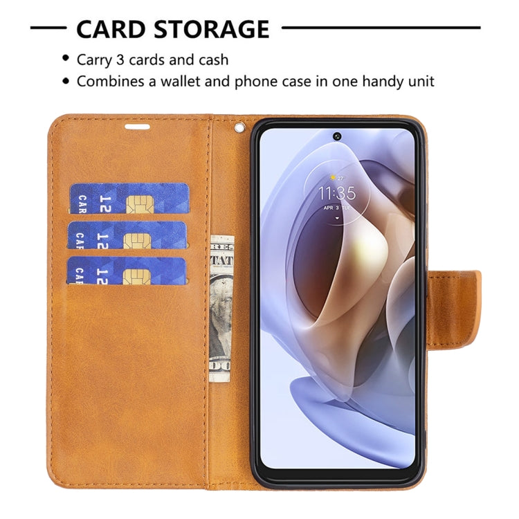 For Motorola Moto G31 / G41 Side Fingerprint Retro Lambskin Texture Leather Phone Case