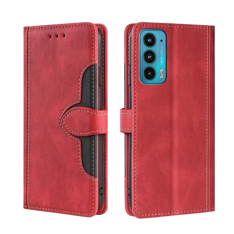 For Motorola Edge 20 Skin Feel Straw Hat Magnetic Buckle Leather Phone Case