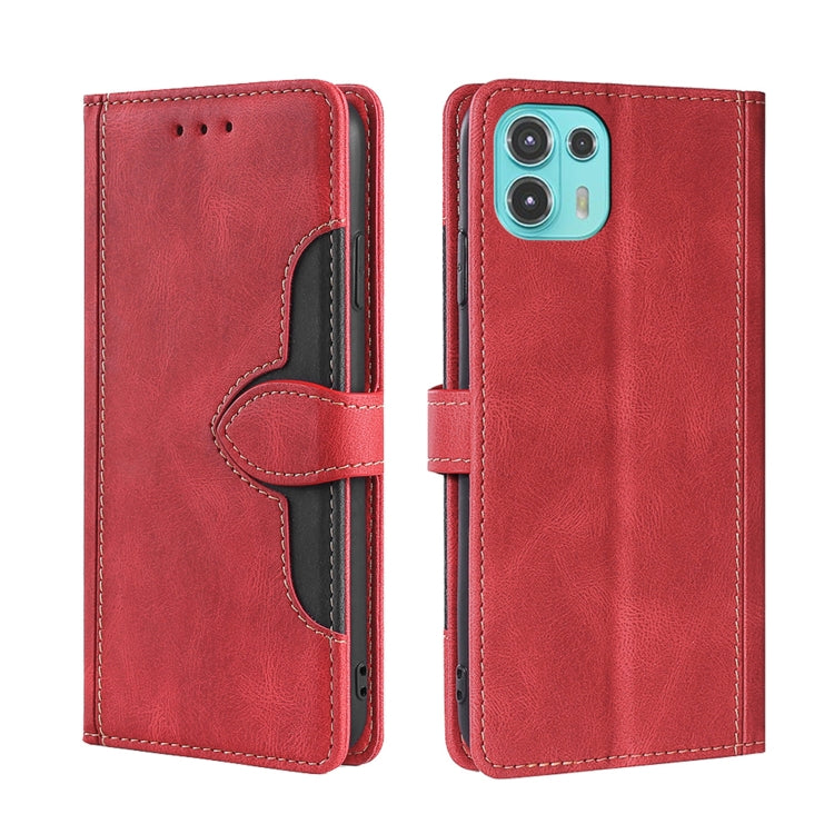 For Motorola Edge 20 Lite Skin Feel Straw Hat Magnetic Buckle Leather Phone Case