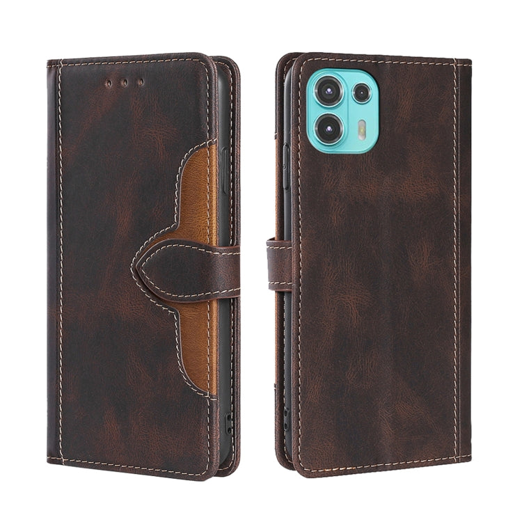 For Motorola Edge 20 Lite Skin Feel Straw Hat Magnetic Buckle Leather Phone Case