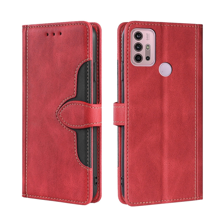For Motorola Moto G30 Skin Feel Straw Hat Magnetic Buckle Leather Phone Case