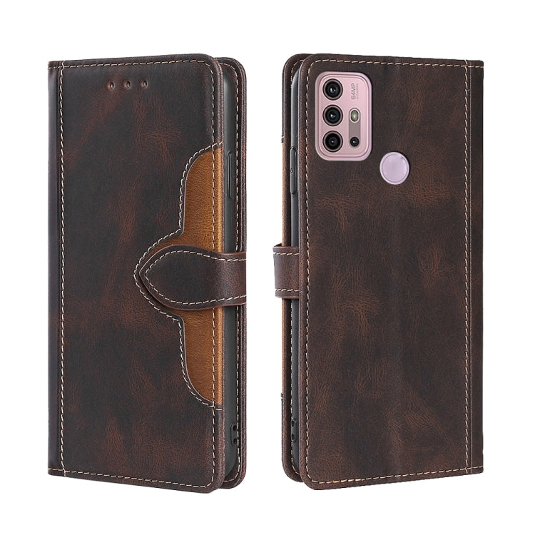 For Motorola Moto G30 Skin Feel Straw Hat Magnetic Buckle Leather Phone Case