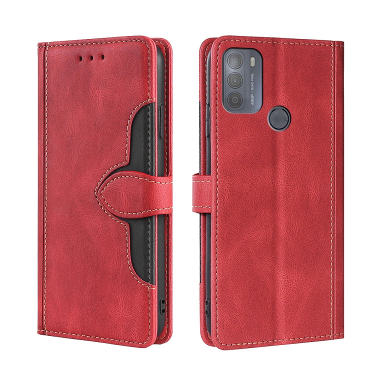 For Motorola Moto G50 Skin Feel Straw Hat Magnetic Buckle Leather Phone Case