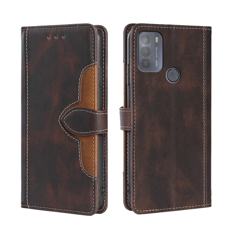 For Motorola Moto G50 Skin Feel Straw Hat Magnetic Buckle Leather Phone Case