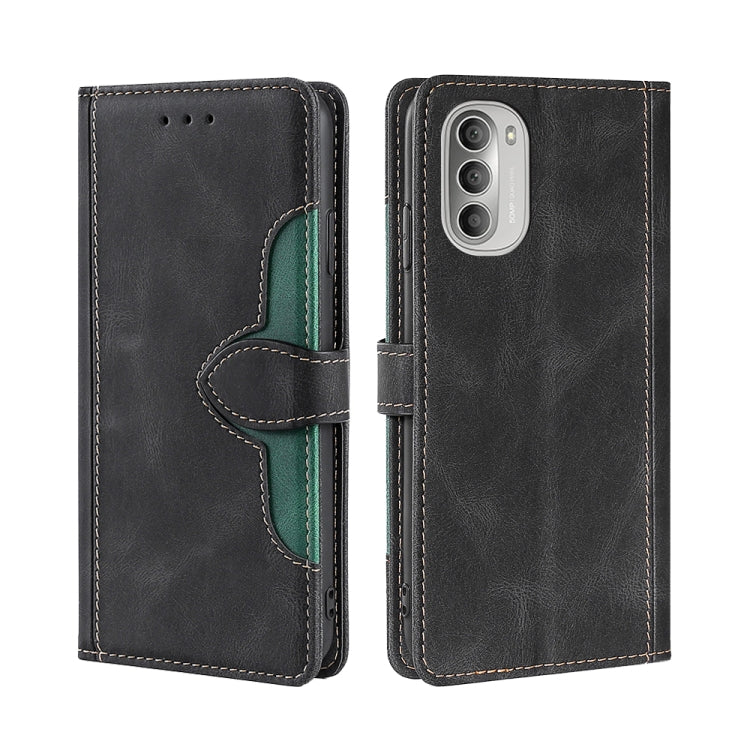 For Motorola Moto G51 Skin Feel Straw Hat Magnetic Buckle Leather Phone Case