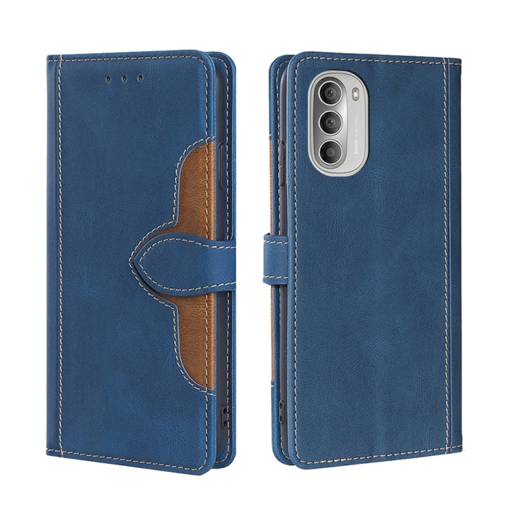 For Motorola Moto G51 Skin Feel Straw Hat Magnetic Buckle Leather Phone Case
