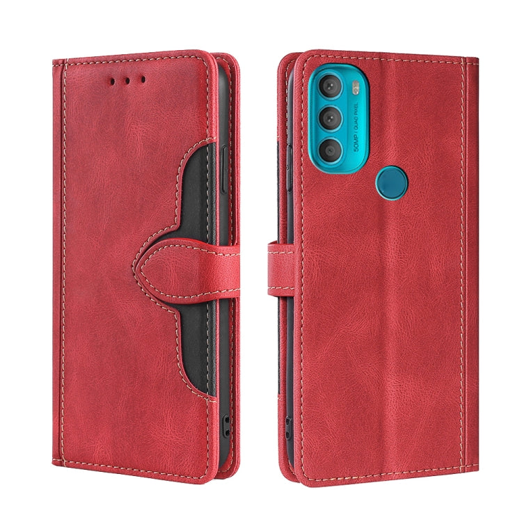 For Motorola Moto G71 5G Skin Feel Straw Hat Magnetic Buckle Leather Phone Case