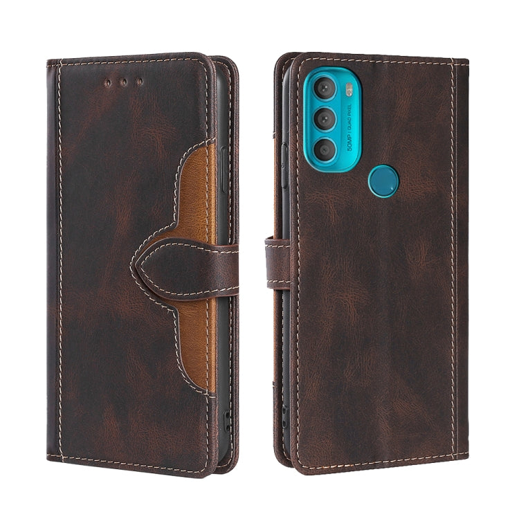 For Motorola Moto G71 5G Skin Feel Straw Hat Magnetic Buckle Leather Phone Case