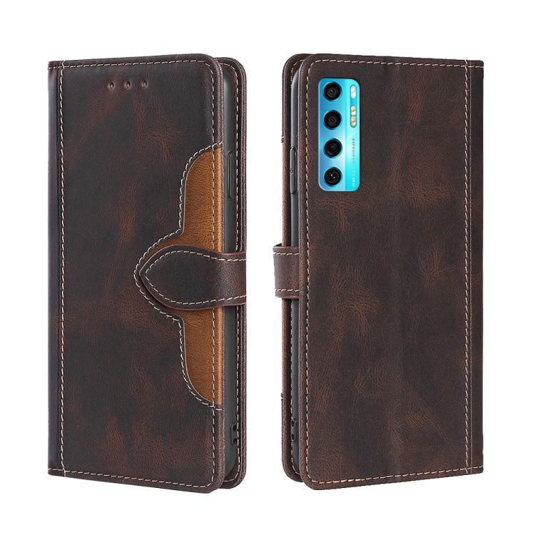 For TCL 20 Pro 5G Skin Feel Straw Hat Magnetic Buckle Leather Phone Case