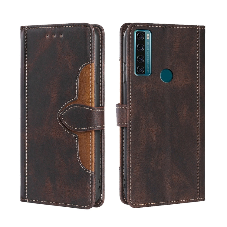 For TCL 20 SE Skin Feel Straw Hat Magnetic Buckle Leather Phone Case