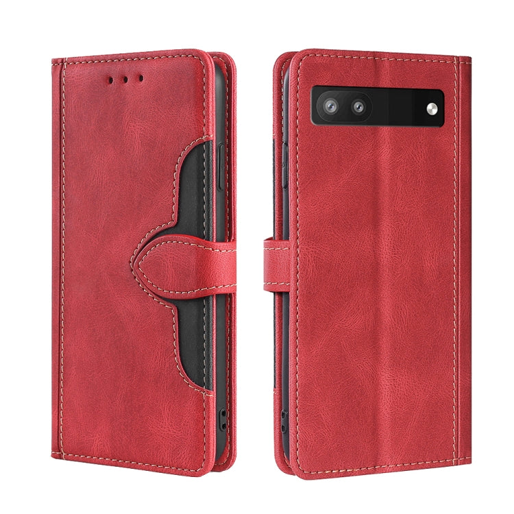 For Google Pixel 6a Skin Feel Straw Hat Magnetic Buckle Leather Phone Case