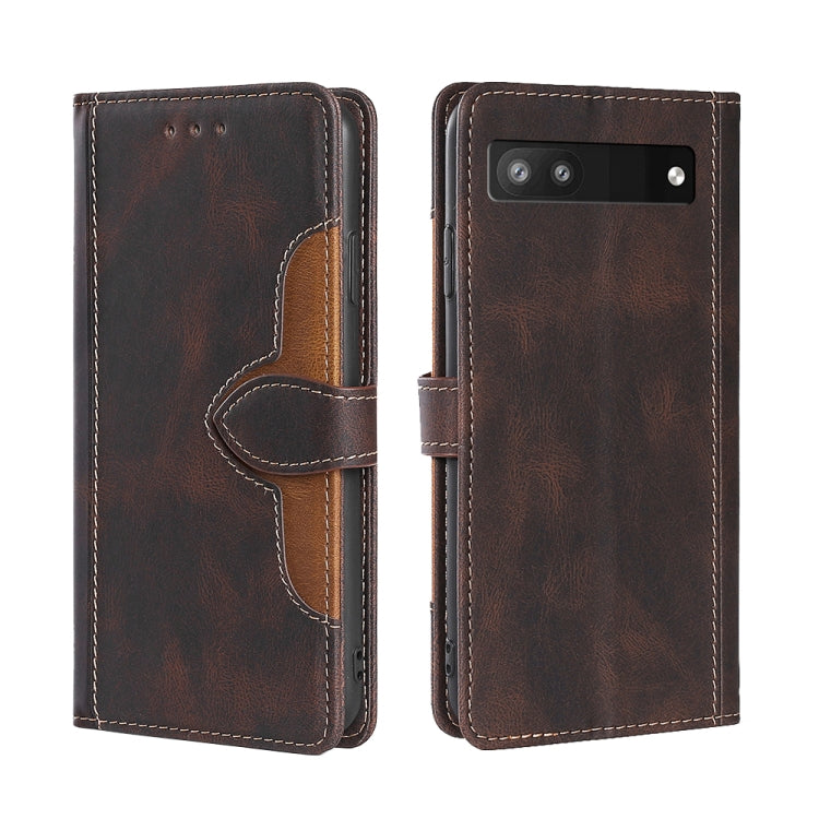 For Google Pixel 6a Skin Feel Straw Hat Magnetic Buckle Leather Phone Case