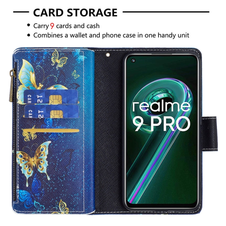 For OPPO Realme 9 Pro Colored Drawing Pattern Zipper Horizontal Flip Leather Phone Case with Holder & Card Slots & Wallet
