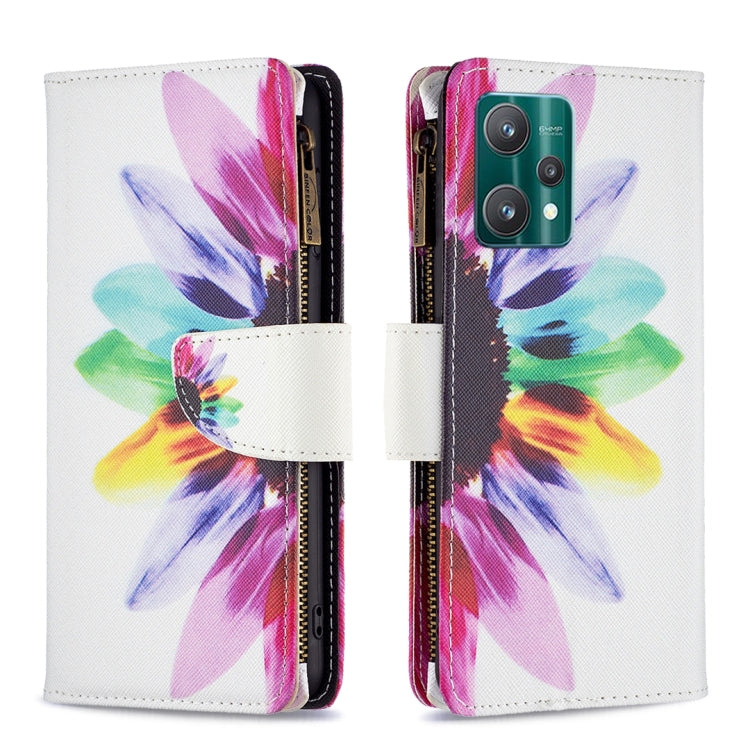 For OPPO Realme 9 Pro Colored Drawing Pattern Zipper Horizontal Flip Leather Phone Case with Holder & Card Slots & Wallet