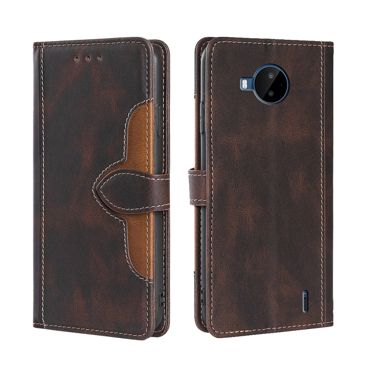 For Nokia C20 Plus Skin Feel Straw Hat Magnetic Buckle Leather Phone Case