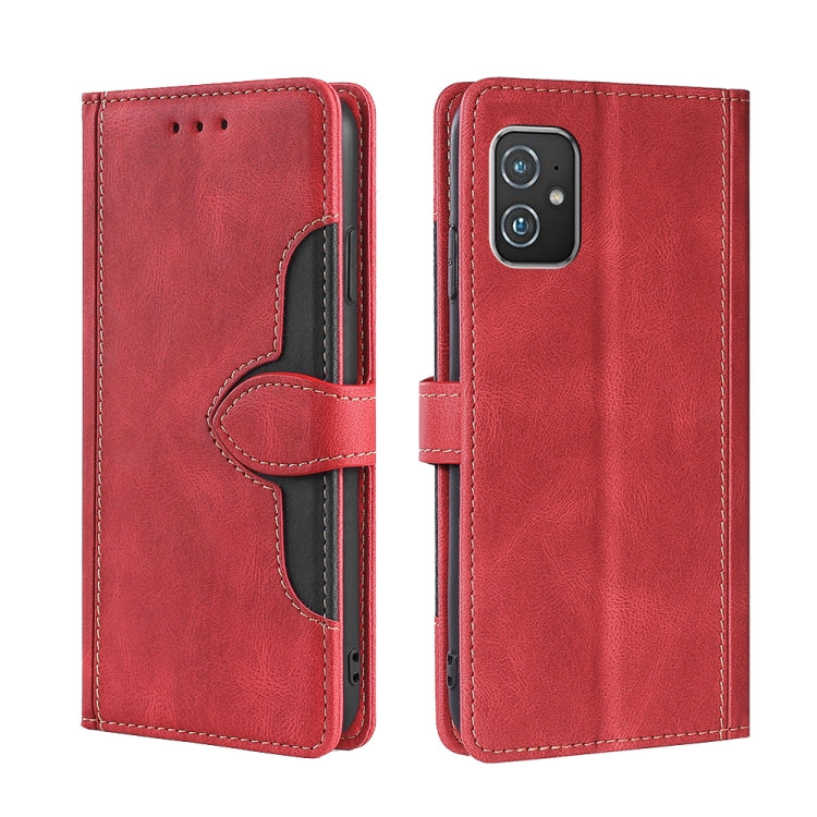 For Asus ZenFone8 ZS590KS Skin Feel Straw Hat Magnetic Buckle Leather Phone Case