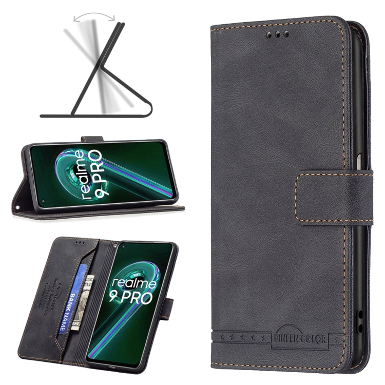 For OPPO Realme 9 Pro Magnetic Clasp RFID Blocking Anti-Theft Leather Phone Case with Holder & Card Slots & Wallet