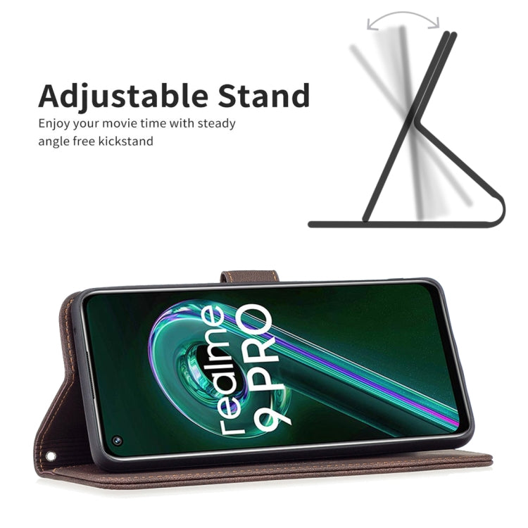 For OPPO Realme 9 Pro Magnetic Clasp RFID Blocking Anti-Theft Leather Phone Case with Holder & Card Slots & Wallet