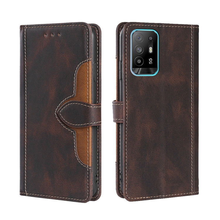 For OPPO A94 5G / F19 Pro+ / Reno 5Z Skin Feel Straw Hat Magnetic Buckle Leather Phone Case