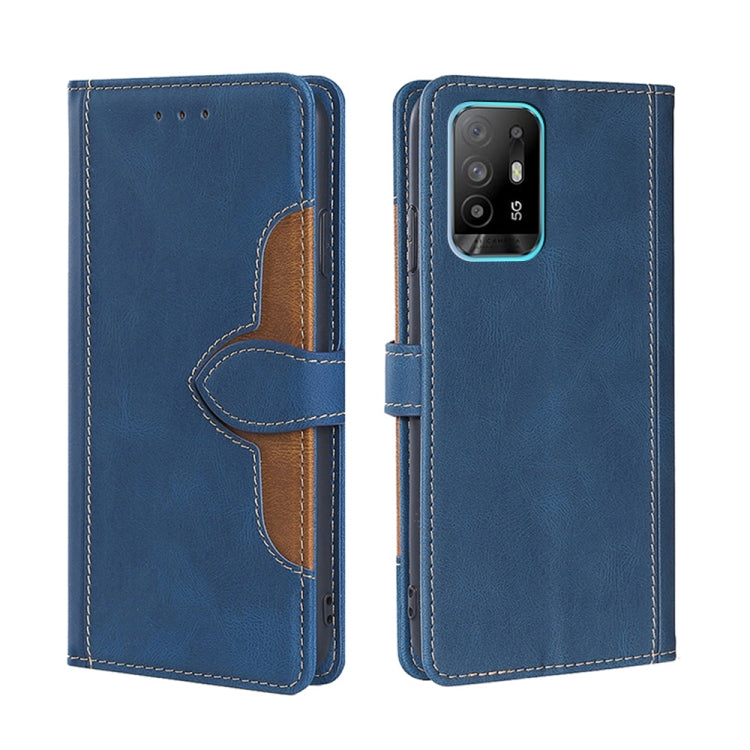 For OPPO A94 5G / F19 Pro+ / Reno 5Z Skin Feel Straw Hat Magnetic Buckle Leather Phone Case