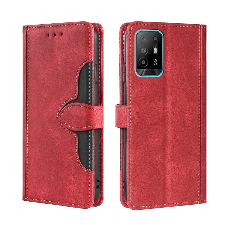 For OPPO A94 5G / F19 Pro+ / Reno 5Z Skin Feel Straw Hat Magnetic Buckle Leather Phone Case
