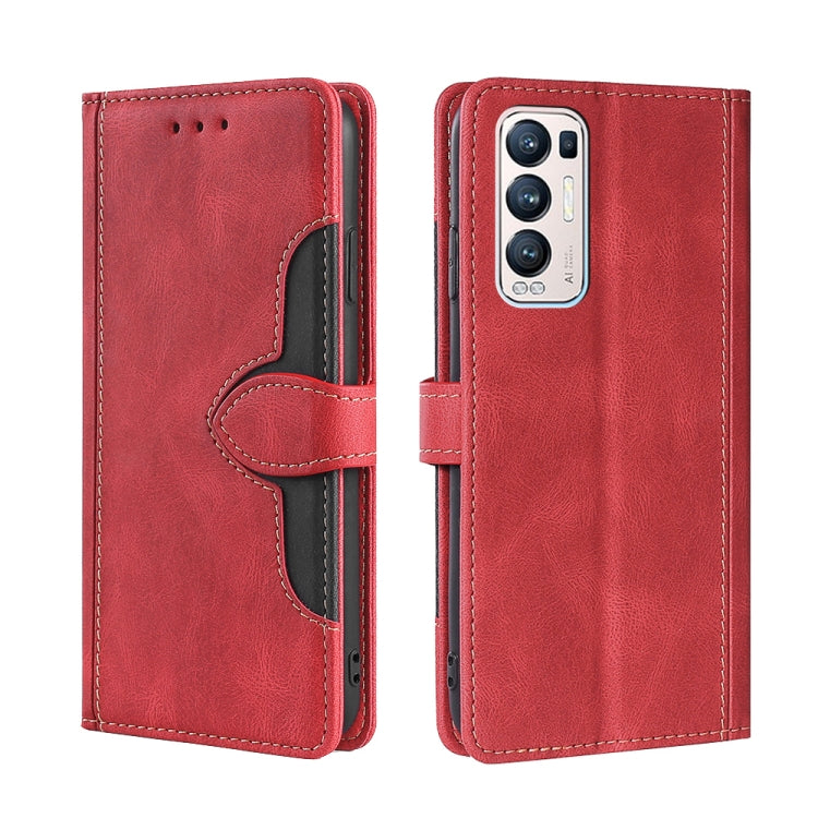 For OPPO Reno5 Pro+ 5G / Find X3 Neo Skin Feel Straw Hat Magnetic Buckle Leather Phone Case