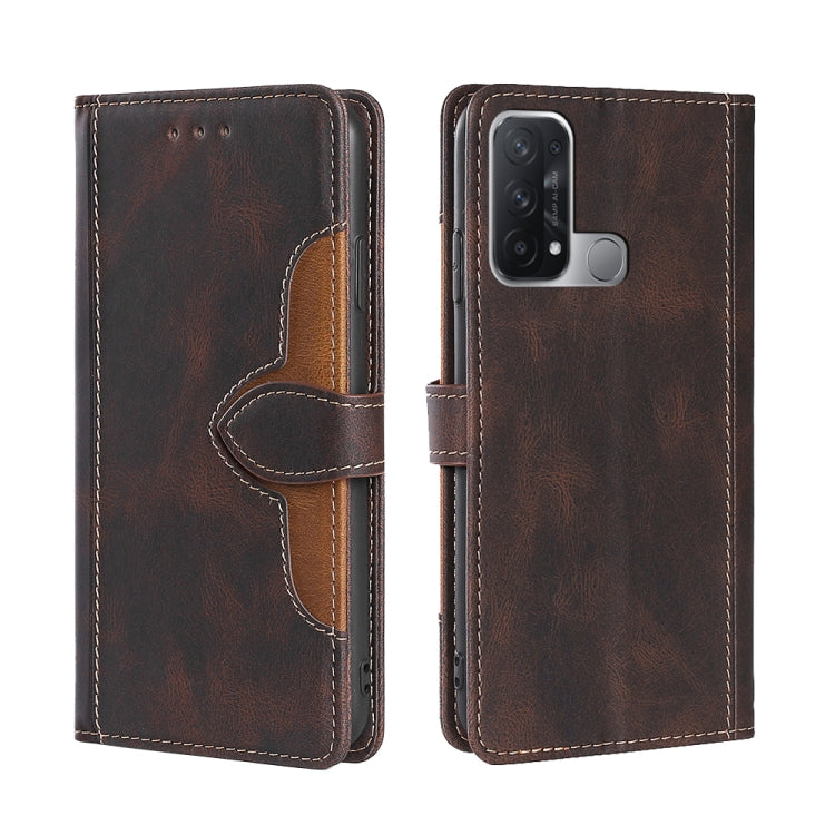 For OPPO Reno5 A Skin Feel Straw Hat Magnetic Buckle Leather Phone Case