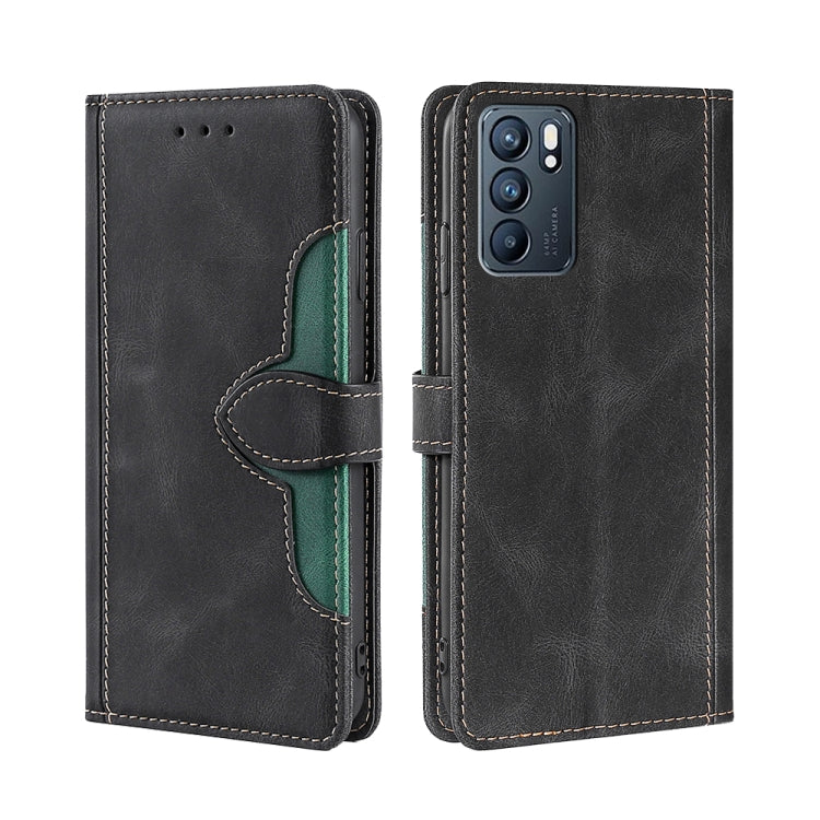 For OPPO Reno6 Skin Feel Straw Hat Magnetic Buckle Leather Phone Case