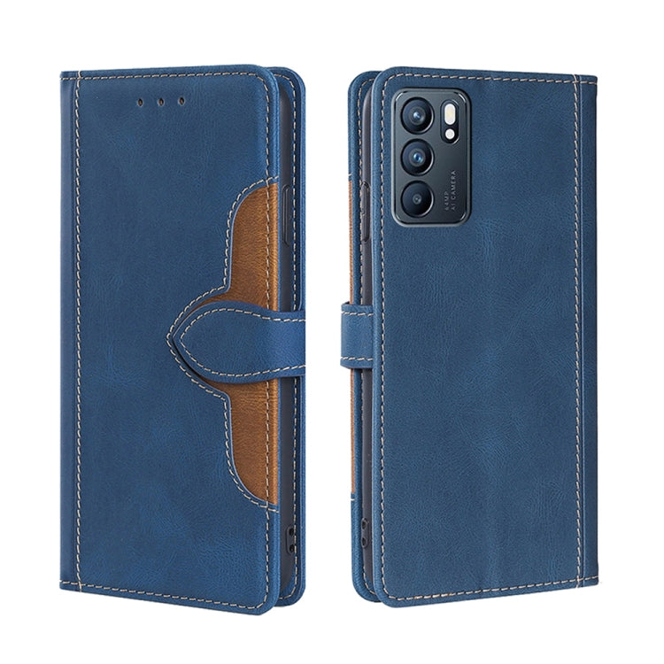 For OPPO Reno6 Skin Feel Straw Hat Magnetic Buckle Leather Phone Case