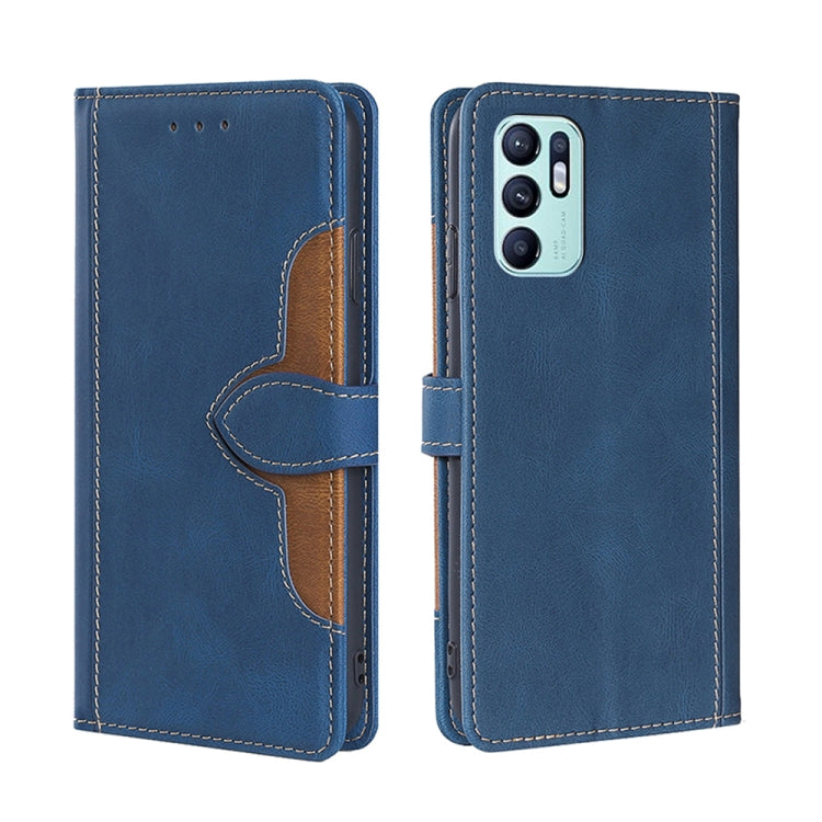 For OPPO Reno6 4G Skin Feel Straw Hat Magnetic Buckle Leather Phone Case