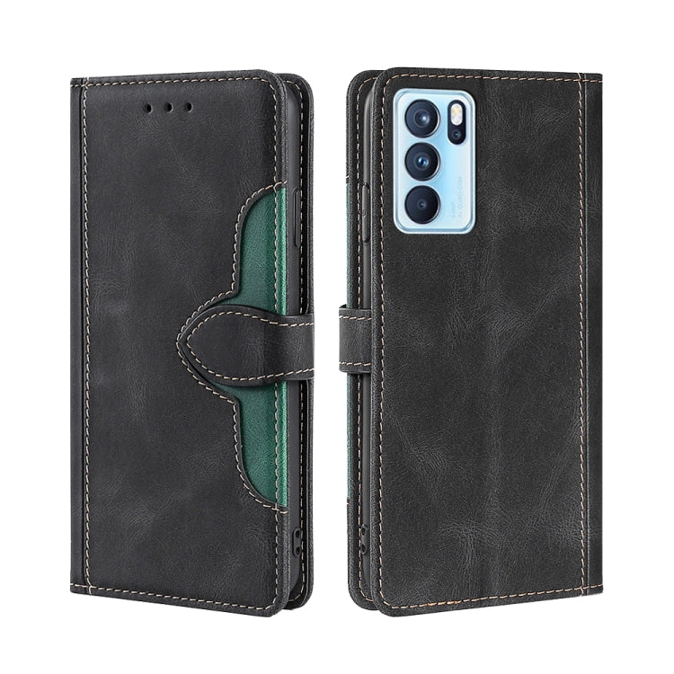 For OPPO Reno6 Pro Skin Feel Straw Hat Magnetic Buckle Leather Phone Case