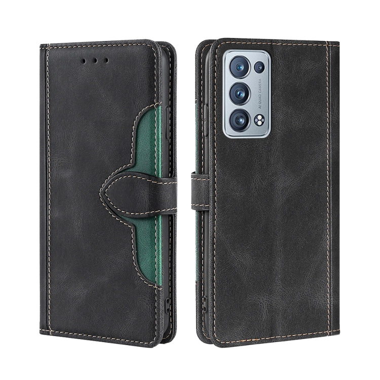 For OPPO Reno6 Pro+ Skin Feel Straw Hat Magnetic Buckle Leather Phone Case