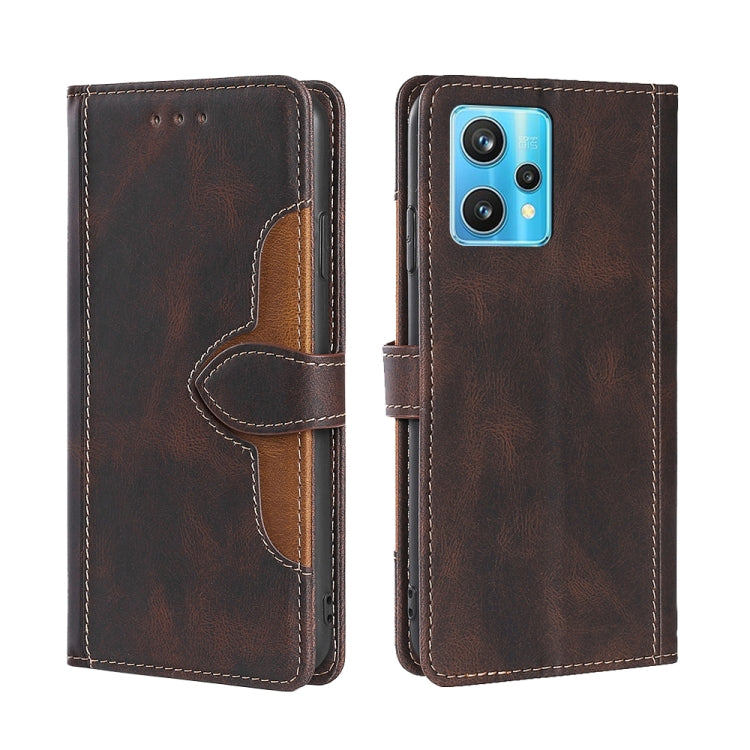 For OPPO Realme 9 Pro+ Skin Feel Straw Hat Magnetic Buckle Leather Phone Case