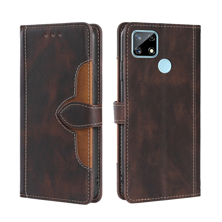 For OPPO Realme C12 / Narzo 20 Skin Feel Straw Hat Magnetic Buckle Leather Phone Case