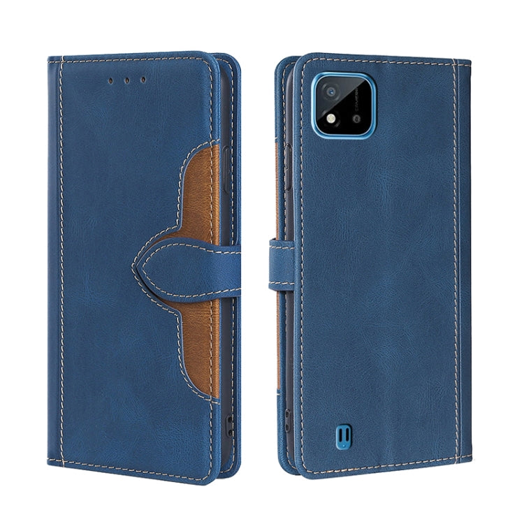 For OPPO Realme C20 Skin Feel Straw Hat Magnetic Buckle Leather Phone Case