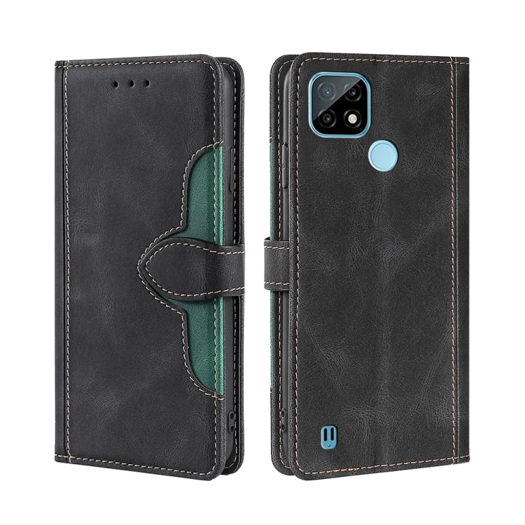 For OPPO Realme C21 Skin Feel Straw Hat Magnetic Buckle Leather Phone Case