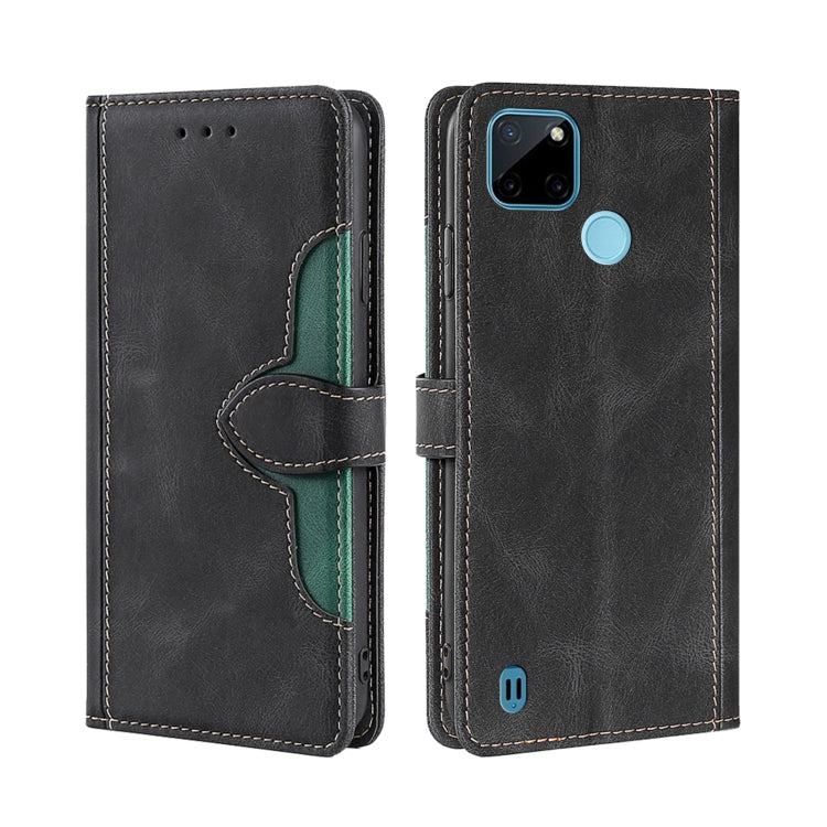 For OPPO Realme C21Y Skin Feel Straw Hat Magnetic Buckle Leather Phone Case