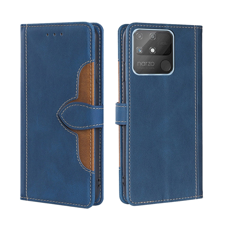For OPPO Realme Narzo 50A Skin Feel Straw Hat Magnetic Buckle Leather Phone Case