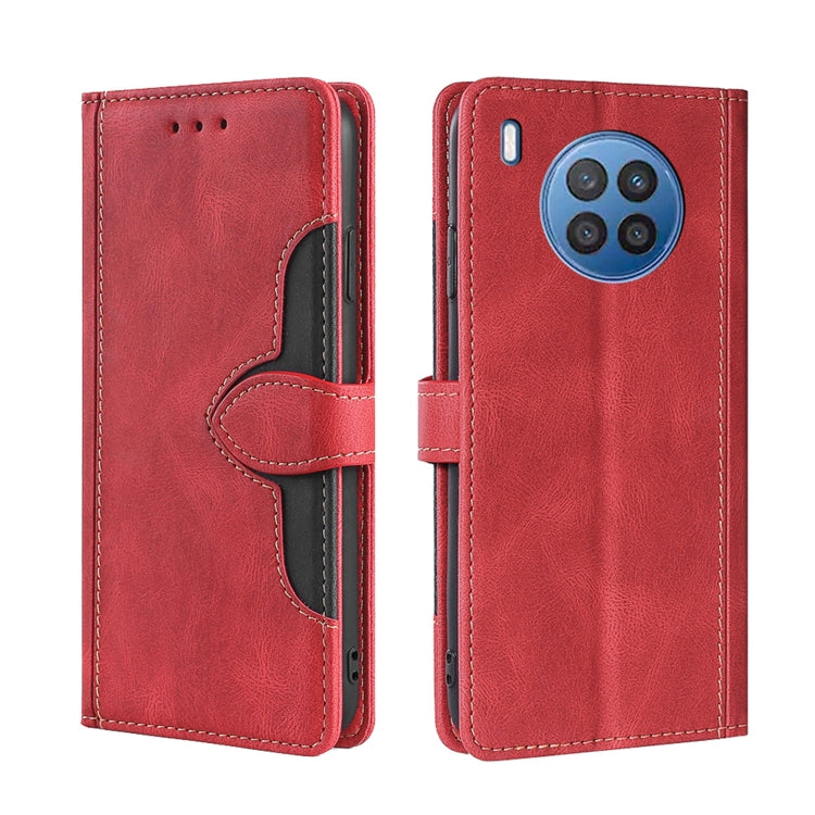 For Huawei nova 8i Skin Feel Straw Hat Magnetic Buckle Leather Phone Case