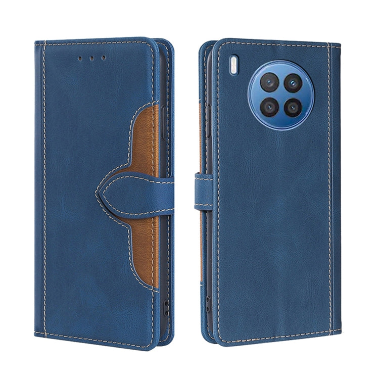 For Huawei nova 8i Skin Feel Straw Hat Magnetic Buckle Leather Phone Case